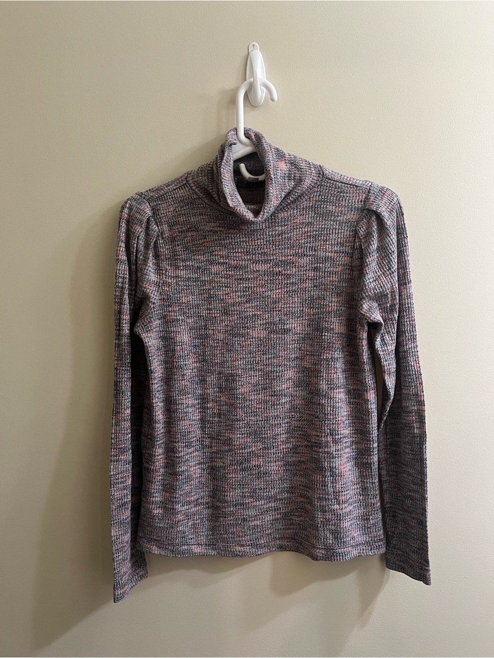 Loft Space-Dye Puff Shoulder Turtleneck Top Womens Size Small